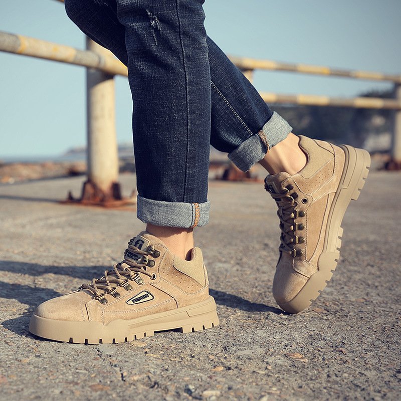 2022 autumn new leather men's leather boots front lace-up low-heel Martin boots men's shoes manufacturers wholesale