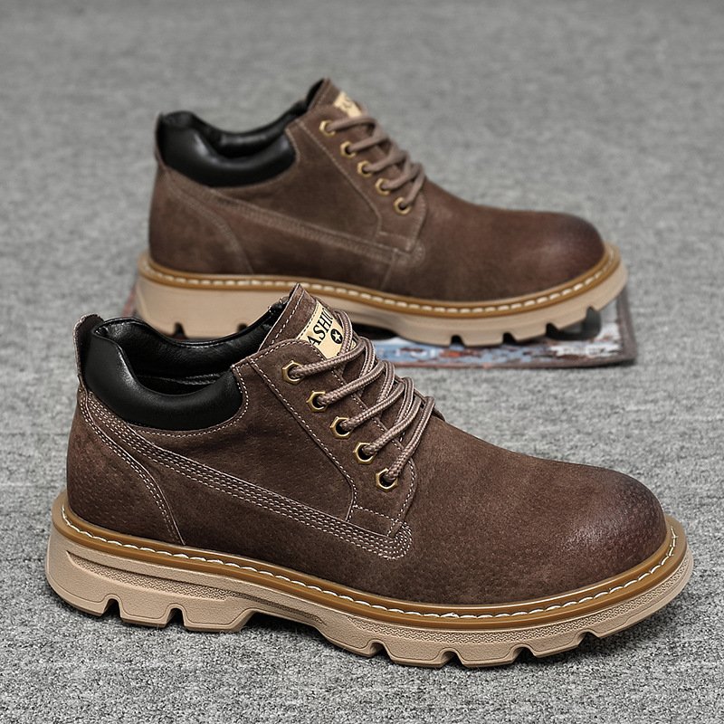 Men's leather Martin boots men's 2022 autumn and winter new rhubarb boots high-top men's shoes tooling leather boots men's trend