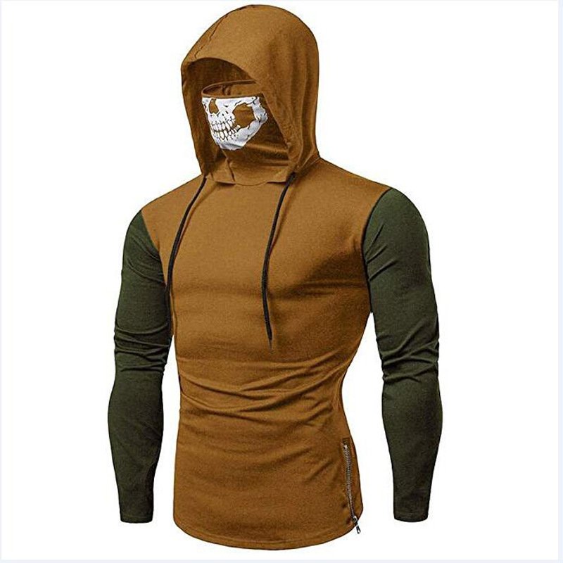 Long-Sleeved T-Shirt Bulk Goods Plus Size Stitching Hooded High Neck Contrasting Color Sweatshirt