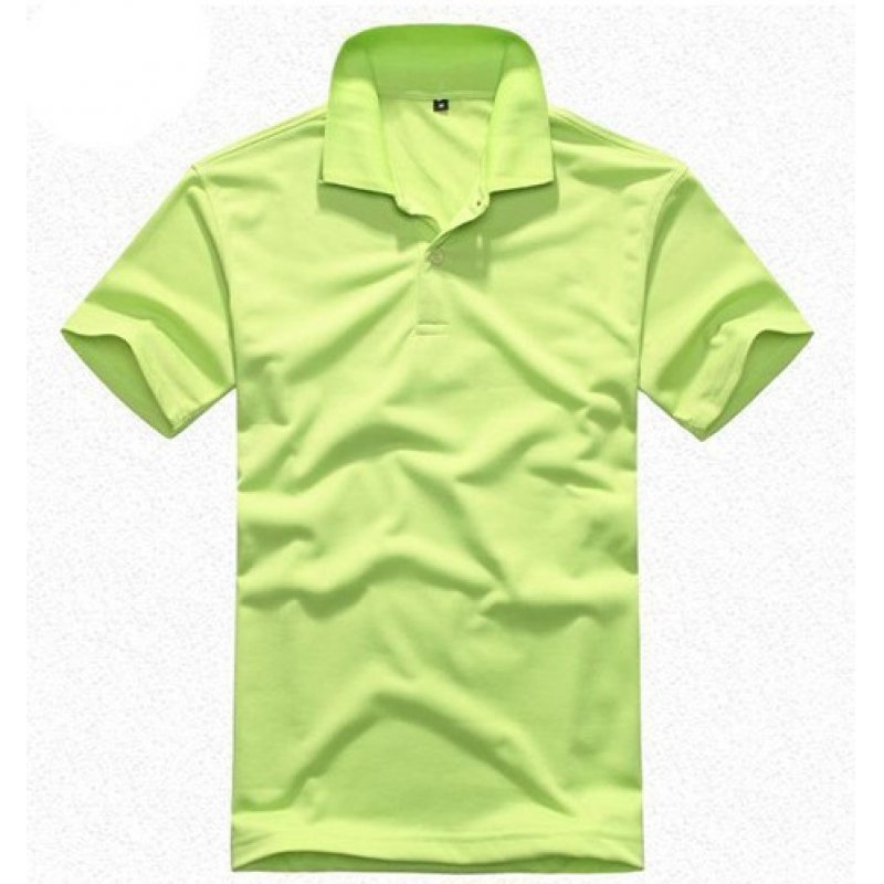 Men's Short-Sleeved T-Shirt Solid Color Lapel Mesh Business Shirt Printing Embroidered Words